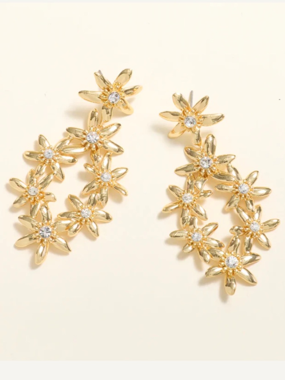 Mignonne Gavigan Elena Lux Flower Earrings in 14K Gold Plate with Crystals - Picture 3 of 12